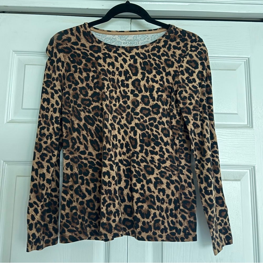Talbots Animal Print Long Sleeve Top